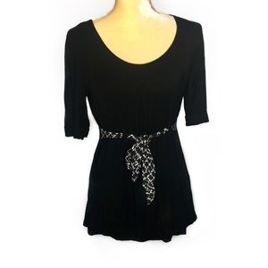 Ann Taylor Loft Soft Tie Front Tunic Black Size M